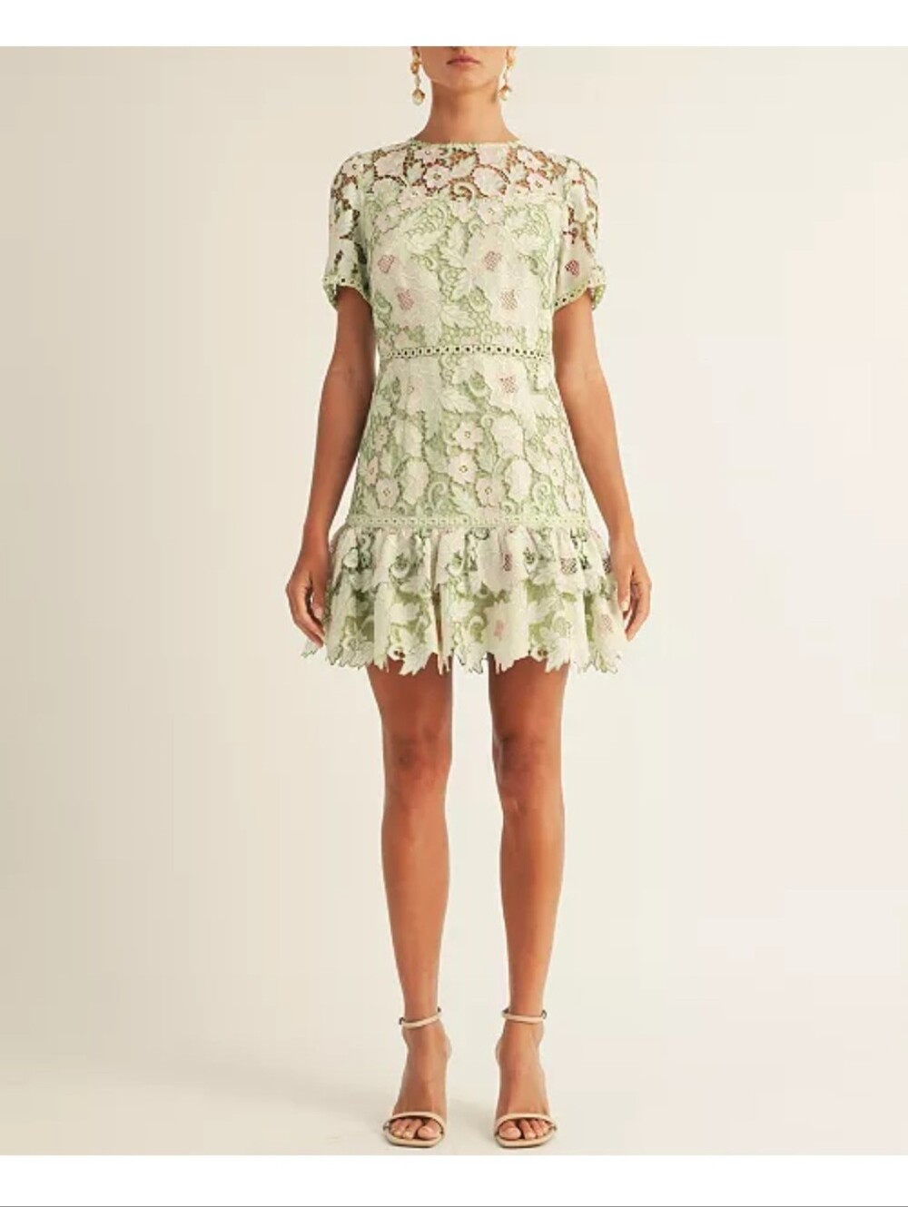 Arose Studio NWT Sage Pink Floral Lace Mini Dress Medium $234 Boho Cottagecore